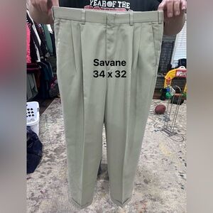 Savane Men's Pleated Dress Pants - Light Khaki